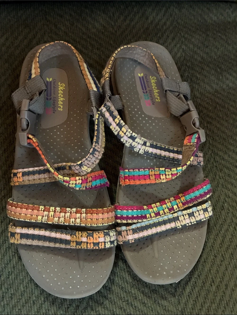 Skechers Reggae Sew Me Boho Woven Strappy Slingback Sandal
